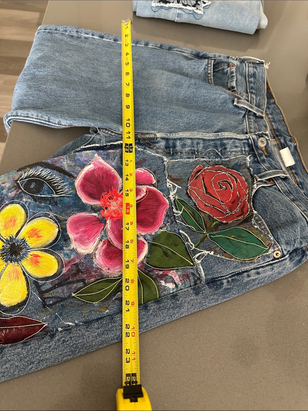 Blue Floral-Embroidered painted water safe Women’s Jeans free people - Picture 7 of 8